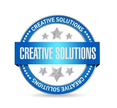 Creative solutions seal sign concept 스톡 일러스트