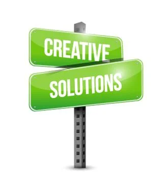 Creative solutions street sign concept Illustrazione stock