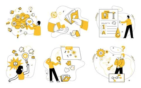 Creative solutions. Thinking outside box becomes compass guiding ship business Stock Illustration