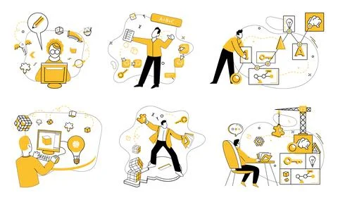 Creative solutions. Thinking outside box is catalyst for innovative and uncommon Illustrazione stock