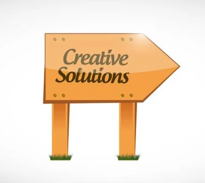 Creative solutions wood sign concept 스톡 일러스트