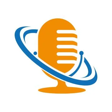 Creative space podcast logo design and Podcast vector logo design template. Trav Stock Illustration