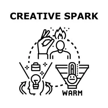 Creative spark idea generation and brainstorming process 스톡 일러스트