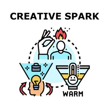Creative spark idea generation and brainstorming process イラスト素材