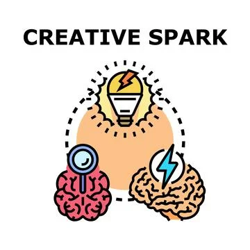 Creative spark igniting brain activity and new ideas Stock Illustration