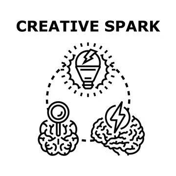 Creative spark igniting brain activity and new ideas Stock Illustration
