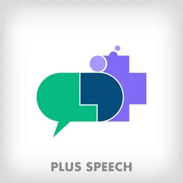 Creative speech bubble and plus bubble sign. Stock Illustration