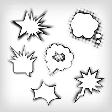 Creative speech bubble pop art dot design set. Stock Illustration
