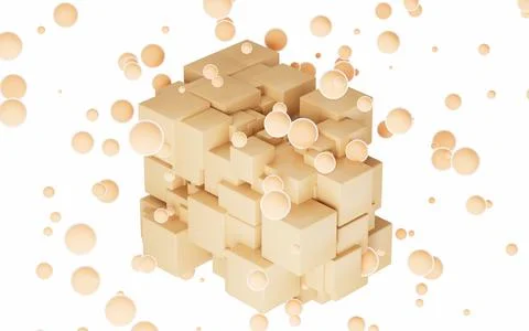 Creative spheres and cubes, 3d rendering. Stock Illustration