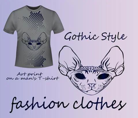 Creative Sphinx print on a gray T-shirt Stock Illustration