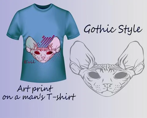 Creative Sphinx print on a gray T-shirt Stock Illustration