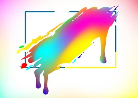 Creative splash in rectangle frame. Colorful gradient liquid Stock Illustration