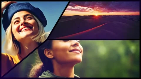 Creative Split Screen Intro Abstract Style | Modern Multiframe Opener After Effects stock