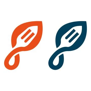Creative Spoon Leaf Logo Design for Healthy Food Restaurant Brand Illustrazione stock