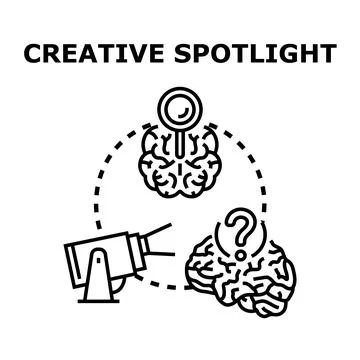 Creative spotlight concept illuminating new ideas brainstorming Stock Illustration