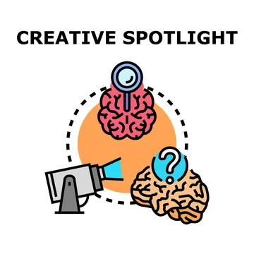 Creative spotlight concept illuminating new ideas brainstorming イラスト素材