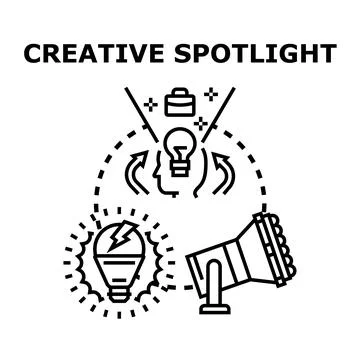 Creative spotlight concept showing idea generation process イラスト素材