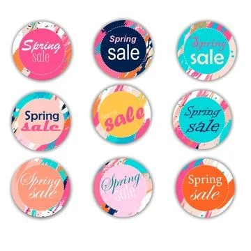 Creative spring sale sticker set イラスト素材