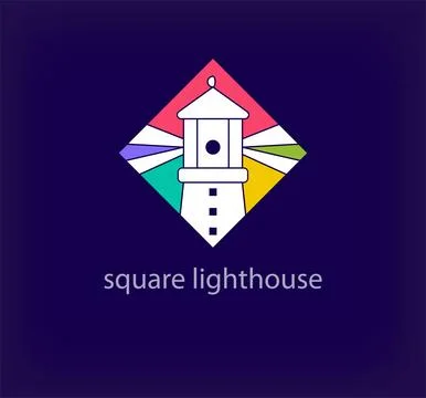 Creative square lighthouse logo. Stock Illustration