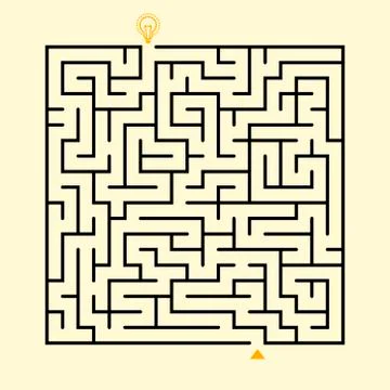 Creative square maze with bulb icon Stockillustratie