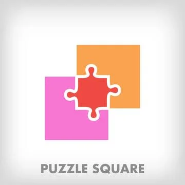 Creative square pieces combining puzzle logo. Stock Illustration