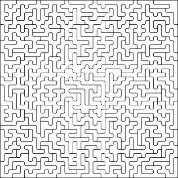 Creative square puzzle template with thin vector lines suitable for cutting Illustrazione stock