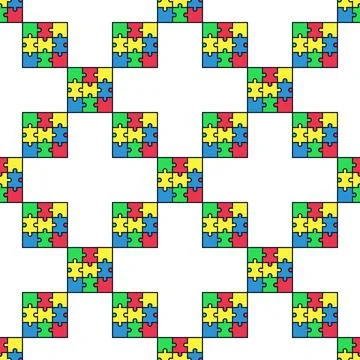 Creative Square Puzzle vector Jigsaw Puzzles colored seamless pattern Stock Illustration