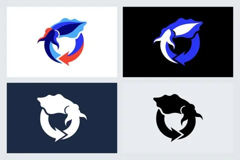 Creative Squid Logo Design Vector Set Stock Illustration