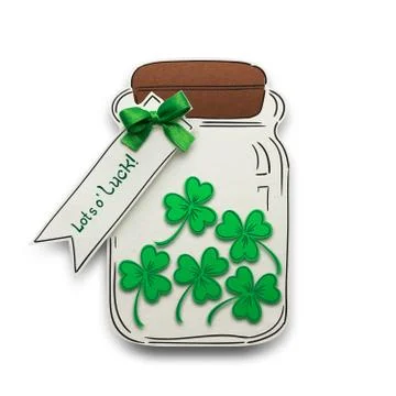 Creative St. Patricks Day concept photo of a bottle with shamrocks made of paper Stock Photos
