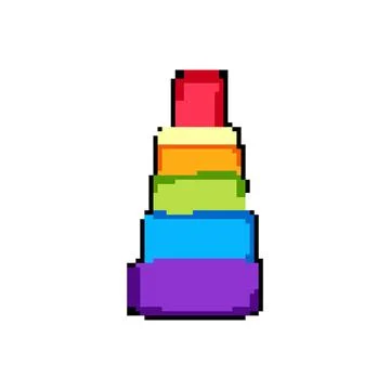 Creative stacking toy pixel art vector illustration Stock Illustration