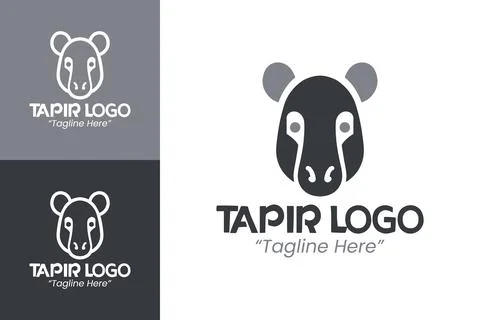 Creative Standing Tapir Logo with Geometric Body and Gray Accents Stock Illustration