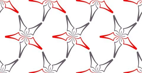 Creative star shape seamless pattern. Geometrical floral illustration in red Stock Illustration
