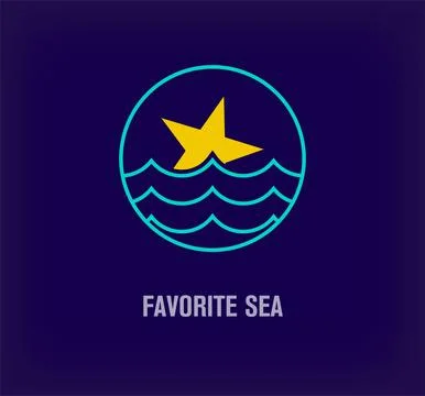 Creative starry loved sea round logo. Stock Illustration