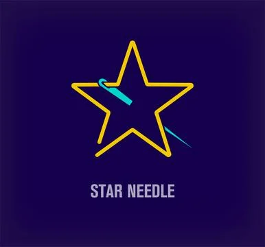 Creative starry pin needle logo. Stock Illustration