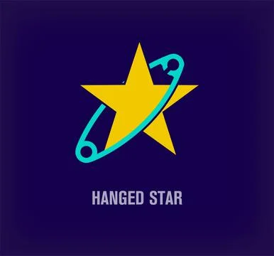 Creative starry safety pin logo. Stock Illustration