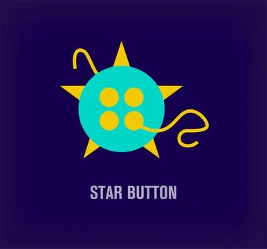 Creative starry thread and button logo. Stock Illustration