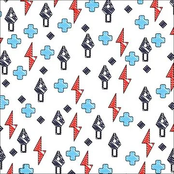 Creative steel tip pen rays buttons background pattern Stockillustratie