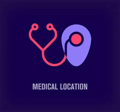 Creative stethoscope and location logo. Stock Illustration