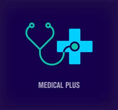 Creative stethoscope and plus sign logo. Stock Illustration
