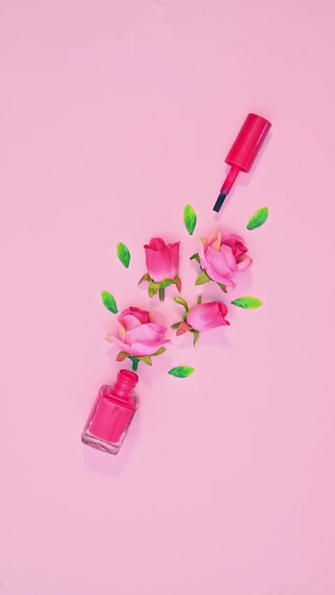 Creative Stop Motion: Flowers Blooming from Nail Polish Stock Footage 313053689