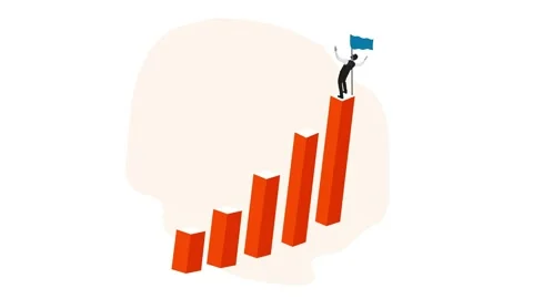 Creative stop motion. Modern animation. Businessman standing with flag on the Video stock 261719720