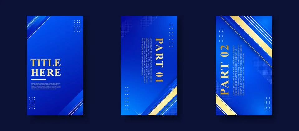 Creative Story Pack background. blue gradation luxury. golden and elegant Stock Illustration