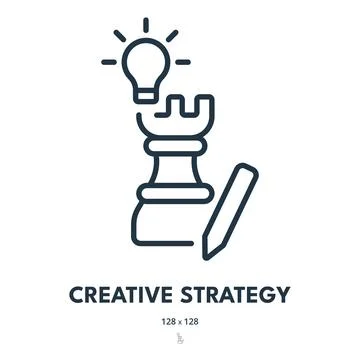 Creative Strategy Icon. Solution, Idea, Creativity. Editable Stroke. Simple.. Stock Illustration