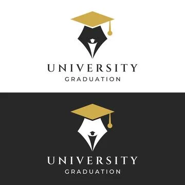 Creative student education logo template design with hat, book, pencil or p.. Stock Illustration