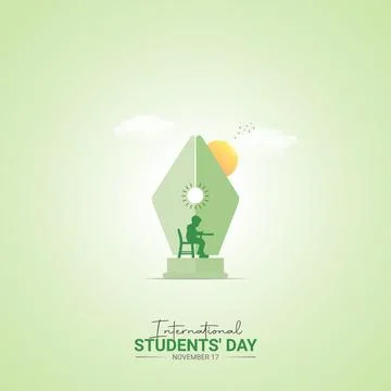 Creative Students Day ads design. International Students Day, Celebrated No.. Stock Illustration