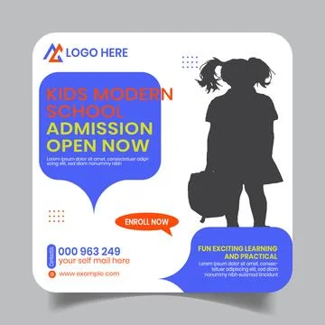 Creative Study Admission Social Media Post Design Template Stock Illustration