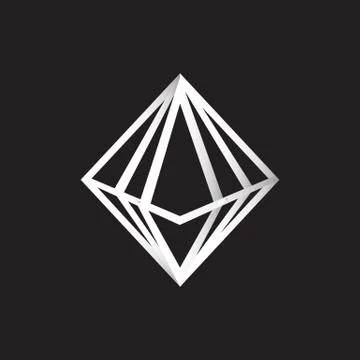 Creative style geometric shape diamond line art logo vector icon Stock Illustration