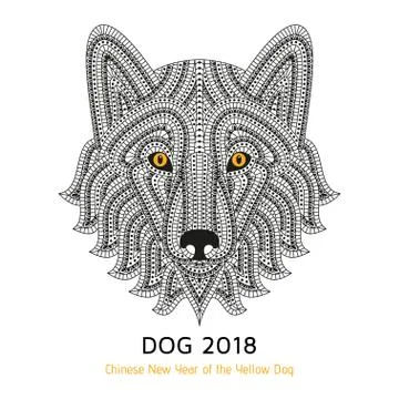 Creative stylized dog. Good for logo, tattoo, t-shirt design. Animal background Stock Illustration