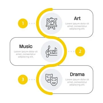Creative subjects infographic 3 steps Stock Illustration