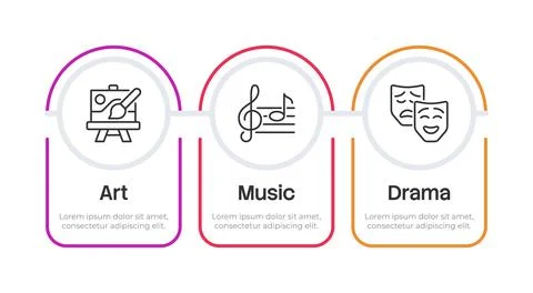 Creative subjects infographic 3 steps Stock Illustration